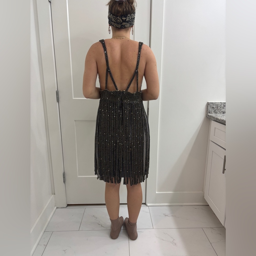NWT Mandalay Beaded Fringe Cocktail Party Festival Dress new years eve dark age - Picture 15 of 16